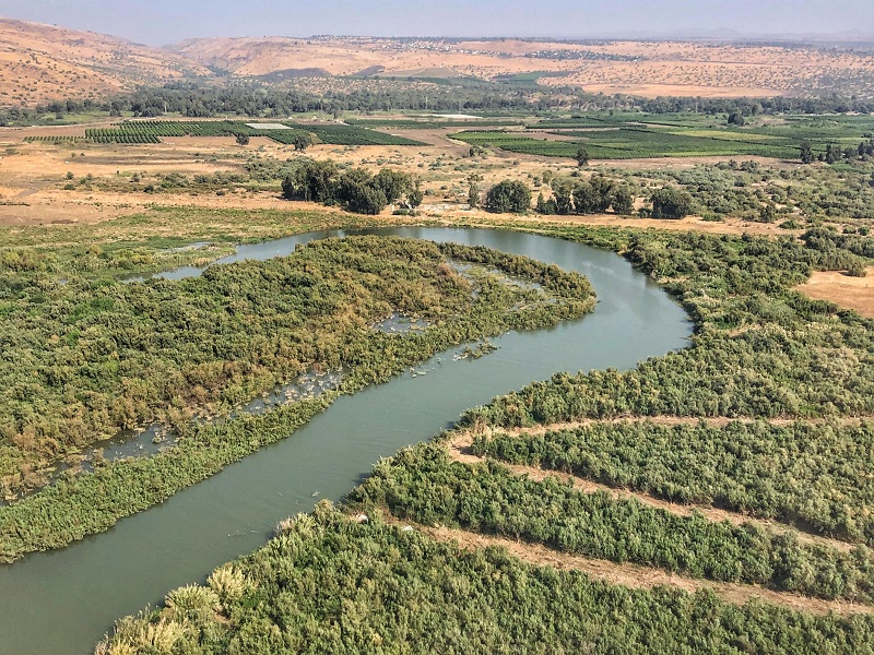 jordan river from the air helicopter